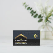 金ゴールドルーフウィンドウ建物ホーム移動輸送 名刺 (スタンド正面)