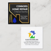 金ゴールドルーフ建物ホーム修理 スクエア名刺 (正面/裏面)