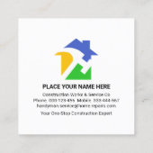 金ゴールドルーフ建物ホーム修理 スクエア名刺 (裏面)