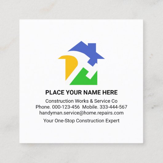 金ゴールドルーフ建物ホーム修理 スクエア名刺 (裏面)