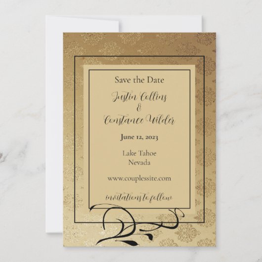 金ゴールドレアムルーウェディング日付を保存 セーブザデート (正面)