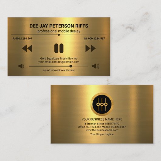 金ゴールドレイフェイクヤビデオサウンド表示サウンドミキサー 名刺 (正面/裏面)