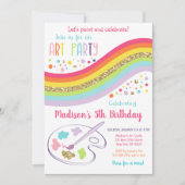 金ゴールドレインボーアートパーティードレスのための混乱誕生日 招待状 (正面)