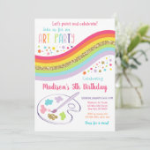 金ゴールドレインボーアートパーティードレスのための混乱誕生日 招待状 (スタンド正面)