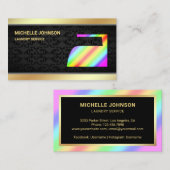 金ゴールドレインボースチームアイロンランドリーアイロン掛けサービス 名刺 (正面/裏面)