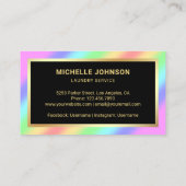 金ゴールドレインボースチームアイロンランドリーアイロン掛けサービス 名刺 (裏面)