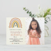 金ゴールドレインボーホ誕生日招待状と写真 招待状 (スタンド正面)
