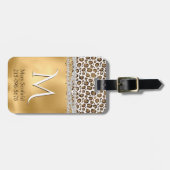 金ゴールドレオパードモノグラムのプリント荷物タグ ラゲッジタグ (正面横)
