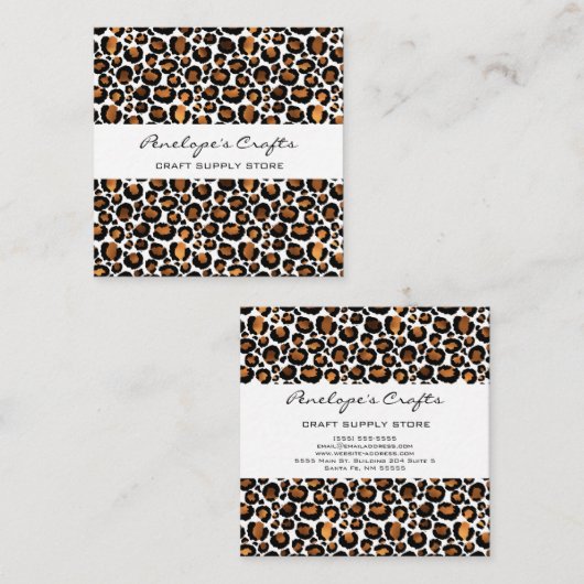 金ゴールドレオパード印刷正方形の名刺 スクエア名刺 (正面/裏面)