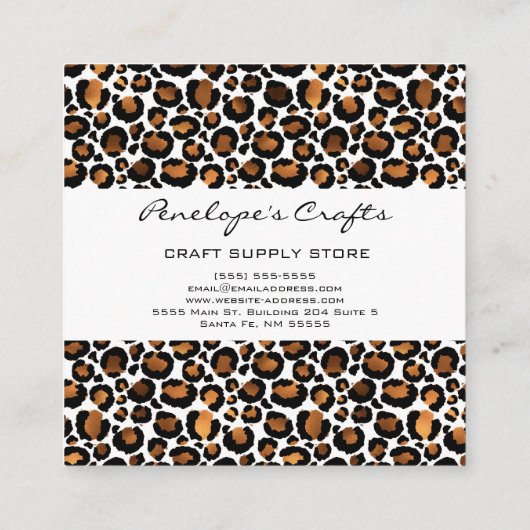 金ゴールドレオパード印刷正方形の名刺 スクエア名刺 (裏面)