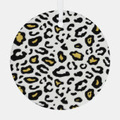 金ゴールドレオパード印刷、シームレスなパターン。 ガラスオーナメント (裏面)