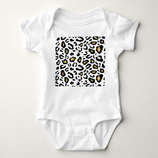 金ゴールドレオパード印刷、シームレスなパターン。 ベビーボディスーツ (正面)