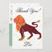 金ゴールドレオ1歳の誕生日とビッグフォトサンキュー サンキューカード (正面/裏面)