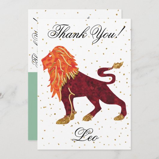金ゴールドレオ1歳の誕生日とビッグフォトサンキュー サンキューカード (正面/裏面)