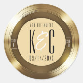 金ゴールドレコードユニークヴィンテージ結婚ズ ラウンドシール (正面)