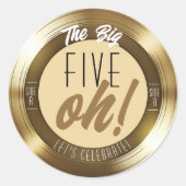 金ゴールドレコードレトロ音楽50th誕生日パーティー ラウンドシール (正面)