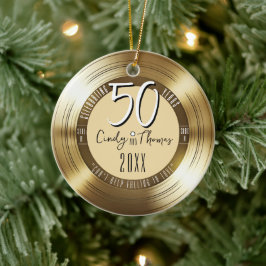 金ゴールドレコード50結婚周年記念写真 セラミックオーナメント