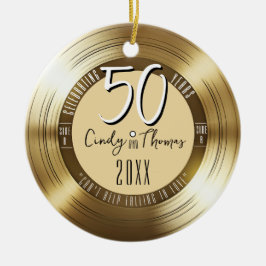 金ゴールドレコード50結婚周年記念写真 セラミックオーナメント