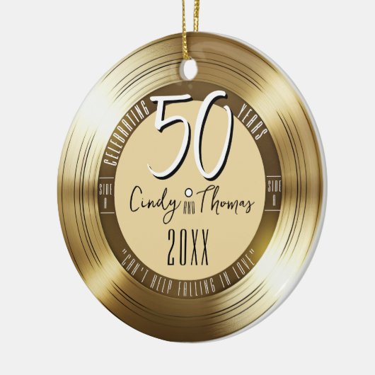 金ゴールドレコード50結婚周年記念写真 セラミックオーナメント (左)