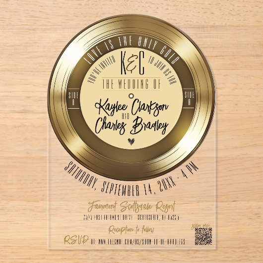 金ゴールドレコードArchアクリル結婚式招待状 アクリル招待状 (正面)