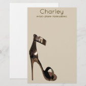 金ゴールドレザースティレットのストリップシューズパーソナライズされた- 便箋 (正面/裏面)