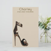 金ゴールドレザースティレットのストリップシューズパーソナライズされた- 便箋 (スタンド正面)