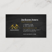 金ゴールドレザー&ブラックウッドラグジュアリーホームリノベーション 名刺 (裏面)