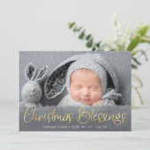 金ゴールドレタリングの休日出産の発表 案内状 (スタンド正面)