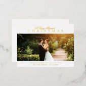 金ゴールドレタリングの結婚休日の発表 箔シーズンポストカード (正面/裏面)