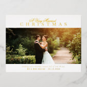 金ゴールドレタリングの結婚休日の発表 箔シーズンポストカード (正面)