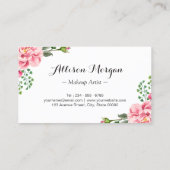 金ゴールドレタリングまつ毛メイクアップアーティストピンクフローラ 名刺 (裏面)