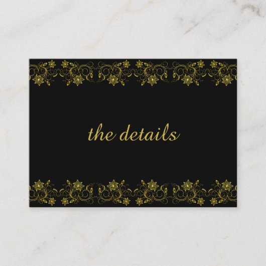 金ゴールドレタリングオンブラックウィズフィリーグリーデザイン エンクロージャーカード (正面)