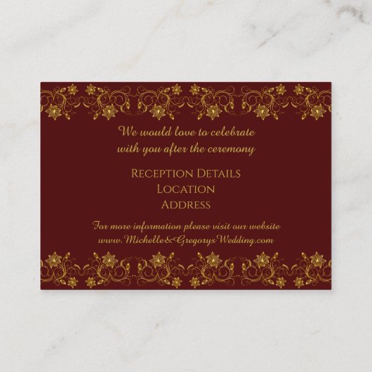 金ゴールドレタリングオンブルゴーニュwithフィリグリーデザイン エンクロージャーカード (裏面)