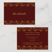 金ゴールドレタリングオンブルゴーニュwithフィリグリーデザイン エンクロージャーカード (正面/裏面)