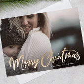 金ゴールドレタリングオーバーレイメリークリスマスフォトカード シーズンカード