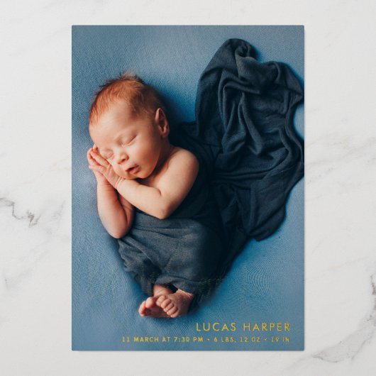 金ゴールドレタリングベビー誕生発表 箔シーズンカード (正面)