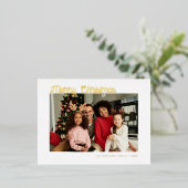 金ゴールドレタリングメリークリスマスグリーティングカード 箔シーズンポストカード (立ち正面)