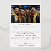 金ゴールドレタリング卒業写真卒業パーティー 箔招待状 (裏面)