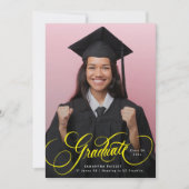 金ゴールドレタリング卒業写真研究科 案内状 (正面)