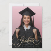 金ゴールドレタリング卒業写真研究科 案内状 (正面)