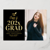 金ゴールドレタリング薬局卒業発表 箔招待状 (正面)