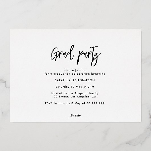 金ゴールドレタリング薬局卒業発表 箔招待状 (裏面)