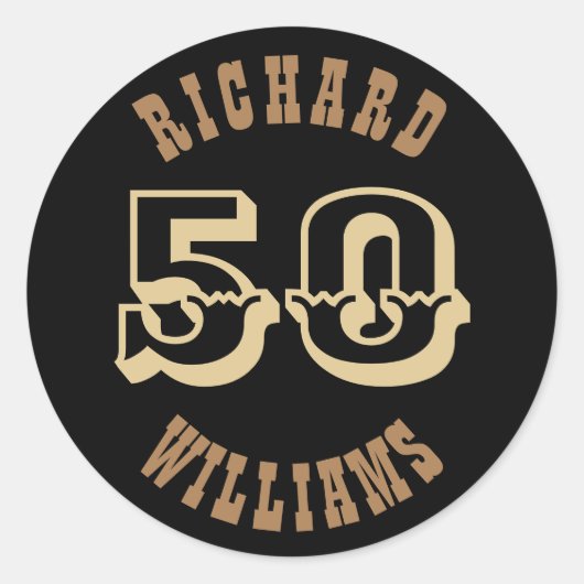 金ゴールドレタリング50th誕生日お願い ラウンドシール (正面)