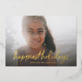 金ゴールドレタリング |写真で最も幸せなクリスマス 箔シーズンカード (正面)