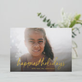 金ゴールドレタリング |写真で最も幸せなクリスマス 箔シーズンカード (立ち正面)