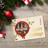 金ゴールドレターのクリスマス挨拶のラウンドフレーム –  箔シーズンカード