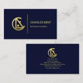 金ゴールドレターCホームミニマリストブルー建築 名刺 (正面/裏面)