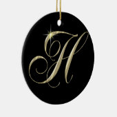 金ゴールドレターHモノグラムイニシャルオーナメントファンプル セラミックオーナメント (右)