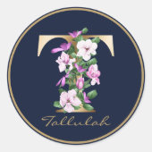 金ゴールドレターTエレガントフローラモノグラム ラウンドシール (正面)