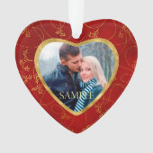 金ゴールドレッドつる植物写真テンプレート オーナメント (正面)